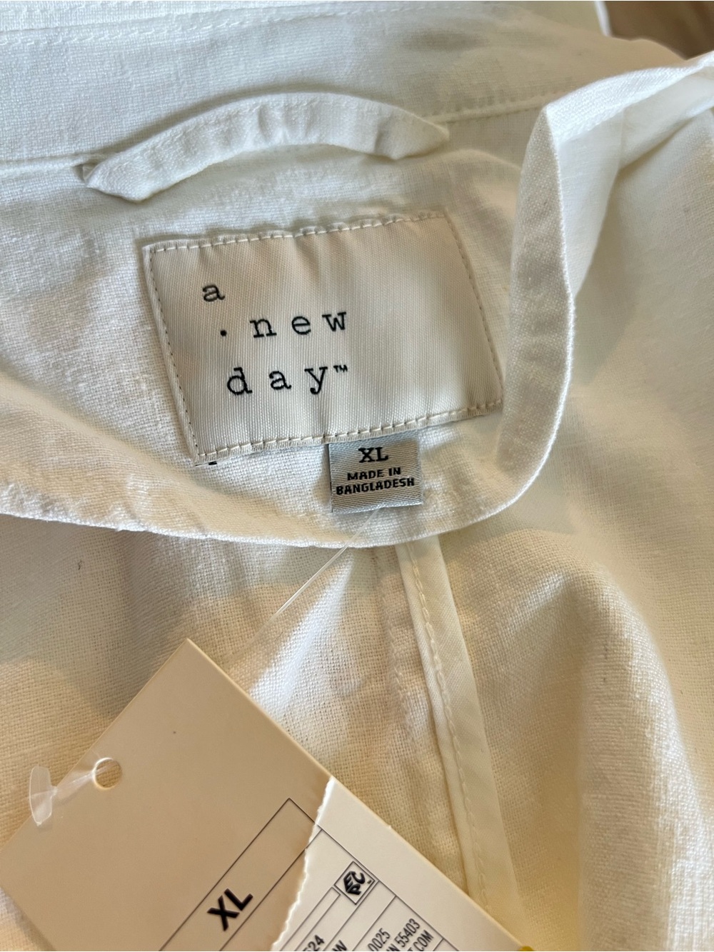 A New Day White Linen Midi Unlined Trench Coat Women . - Picture 9 of 11